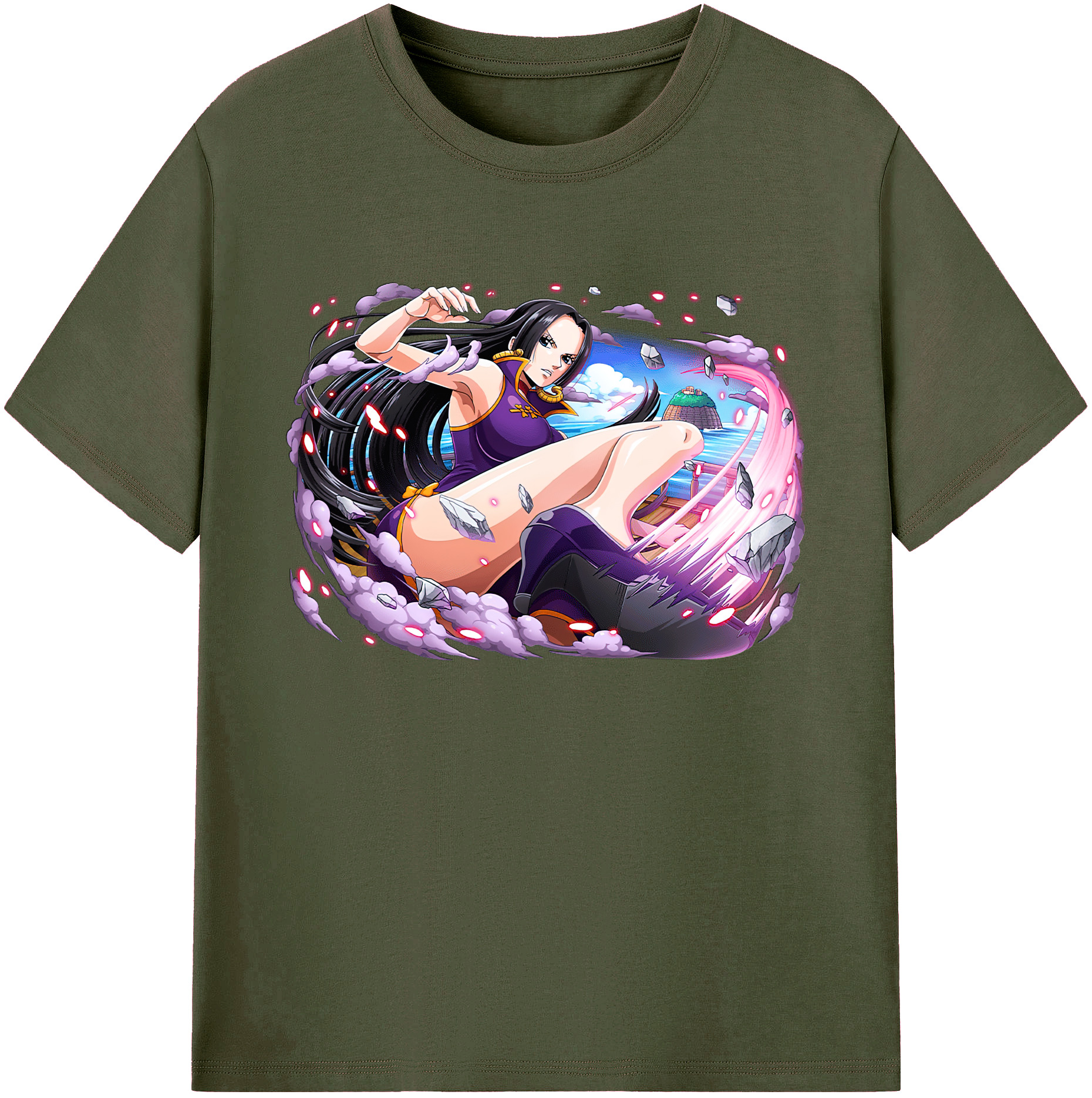 ワンピース ボア・ハンコック ONE PIECE Boa·Hancock 綿100％ メンズ半袖Tシャツ｜肌触りやわらか＆通気性
